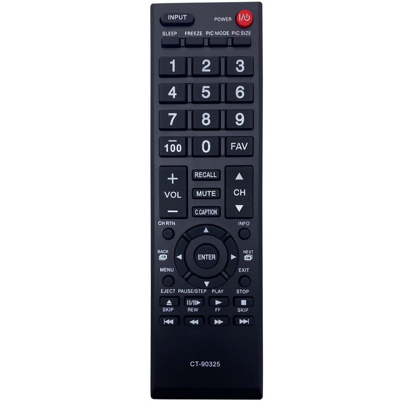 INTECHING CT-90325 TV Remote Control for Toshiba 32L4200U, 37E200U, 39L2300U, 40E220U, 46L5200U, 50L1400U, 50L5200U, 55G310U, 55HT1U, 58L1350U, 65HT2U - Image 1